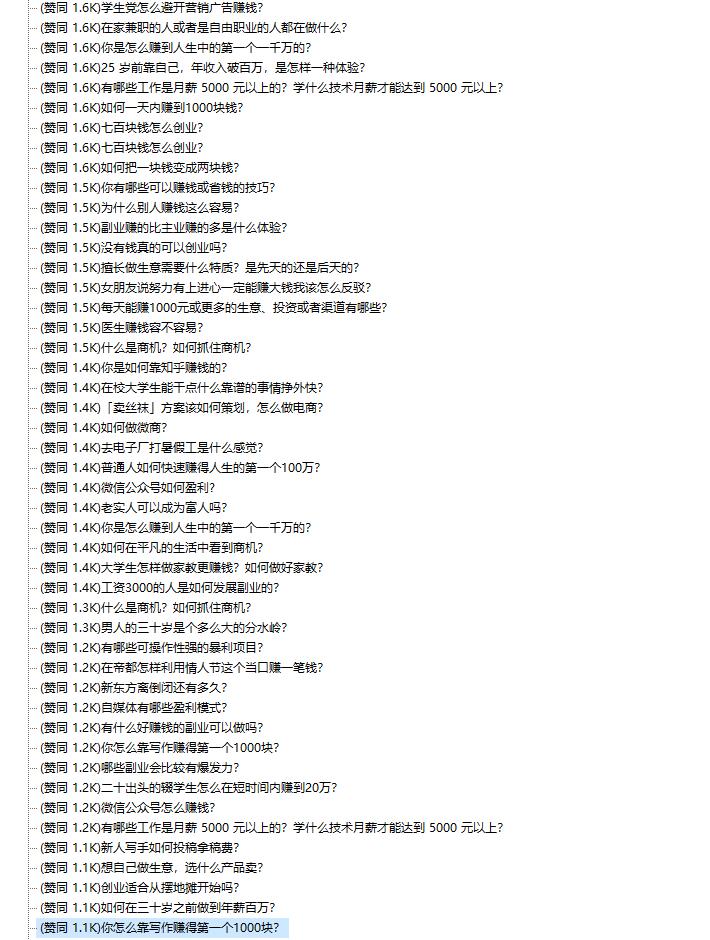 《知乎千份赚钱案例汇总》PDF